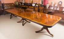 Vintage 14ft Regency Style Dining Table Inlaid Flame Mahogany 20th C